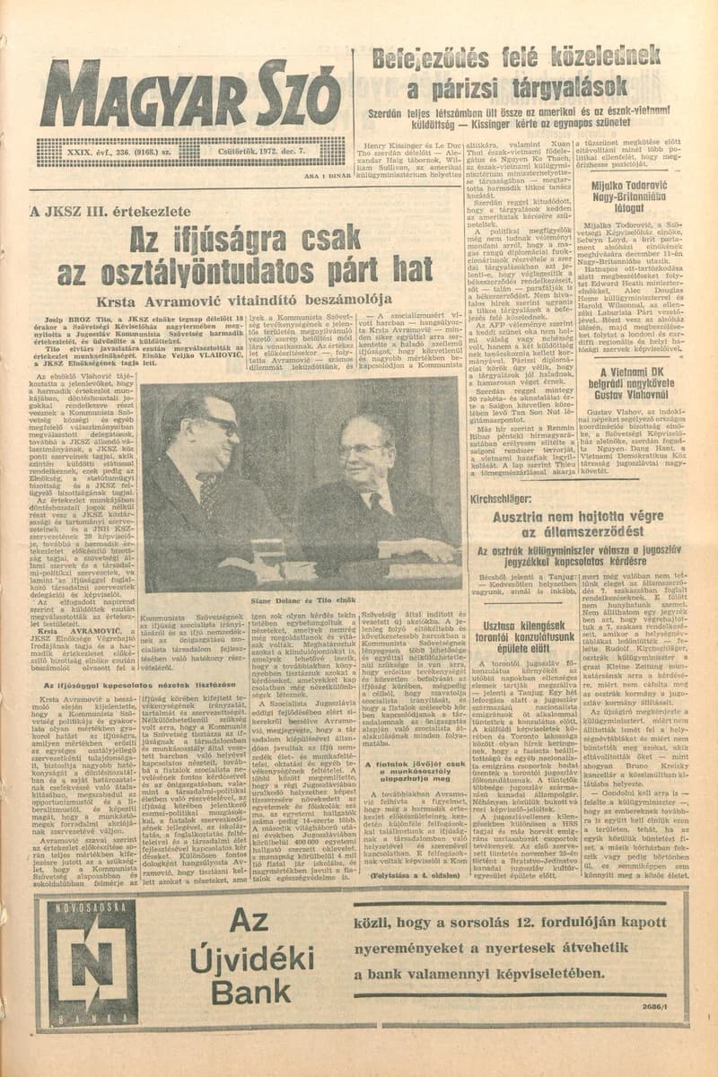 Magyar Szó, 29. évf. 1972. december 7. 336. sz. 1–16. oldal