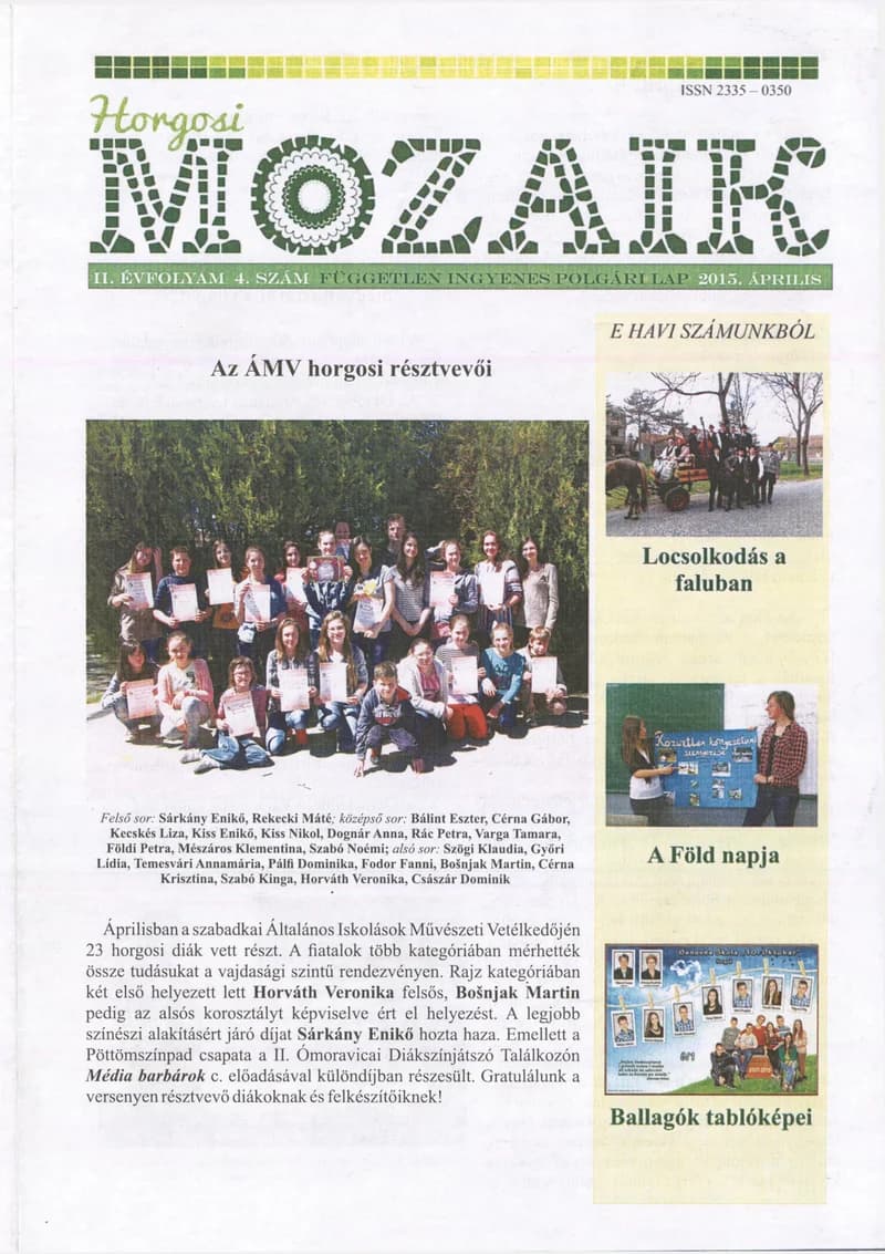 Horgosi Mozaik, 2. évf. 2015. április. 4. sz.