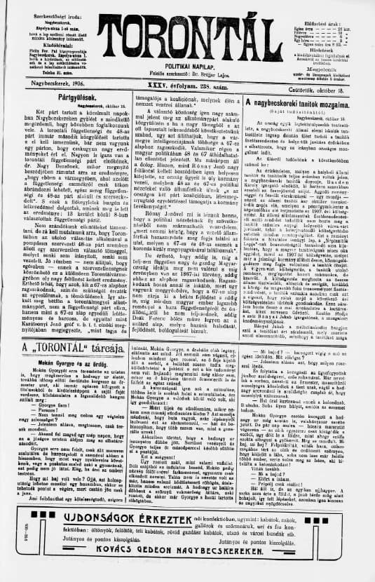 Torontál, 35. évf. 1906. október 18. 238. sz.