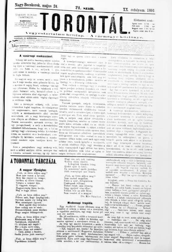 Torontál, 20. évf. 1891. május 24. 21. sz.