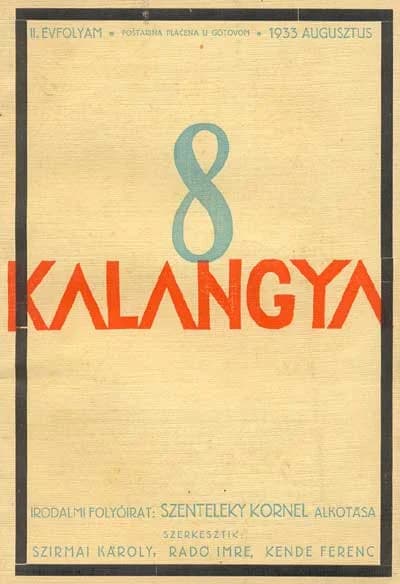 Kalangya, 2. évf. 1933. augusztus. 8. sz. 505–576. oldal