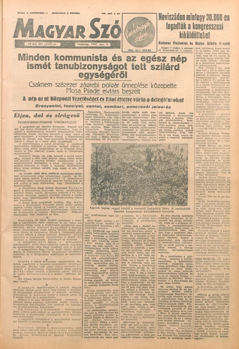 Magyar Szó, 9. évf. 1952. november 9. 269. sz. 1–6. oldal