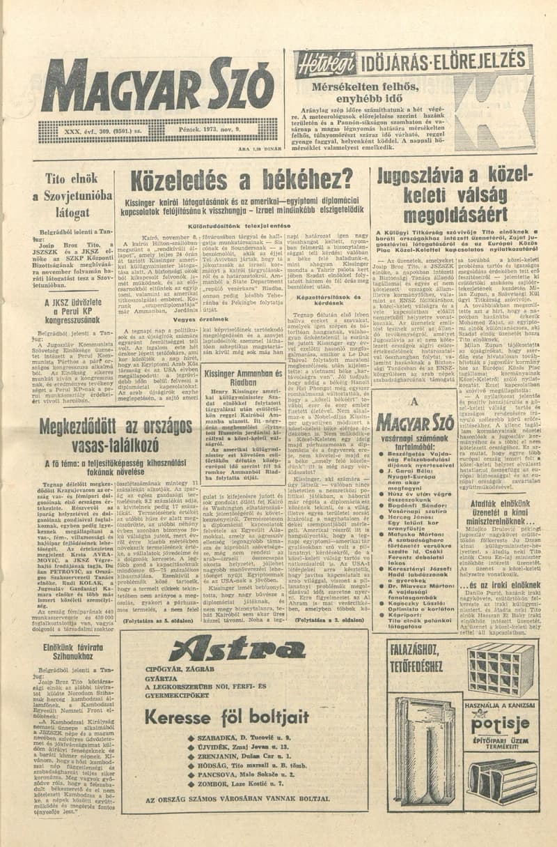 Magyar Szó, 30. évf. 1973. november 9. 309. sz.