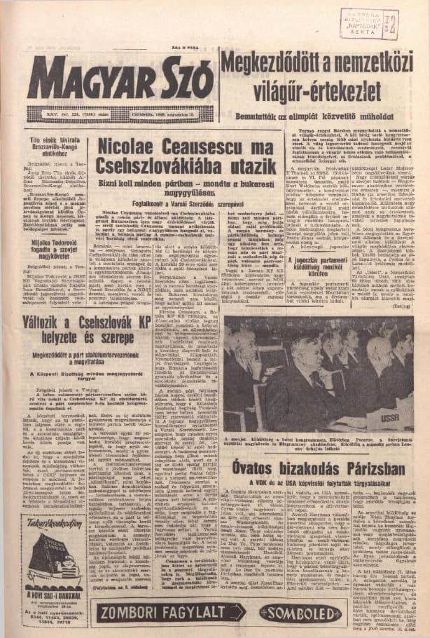 Magyar Szó, 25. évf. 1968. augusztus 15. 224. sz. 1–16. oldal