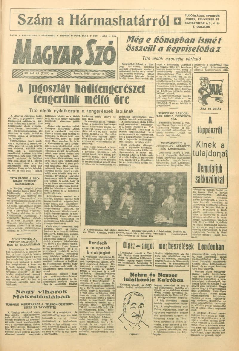Magyar Szó, 12. évf. 1955. február 16. 45. sz. 1–8. oldal