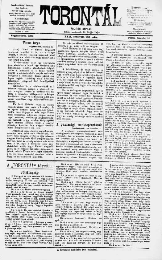Torontál, 29. évf. 1900. december 14. 286. sz.