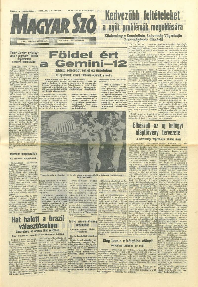 Magyar Szó, 23. évf. 1966. november 17. 316. sz.