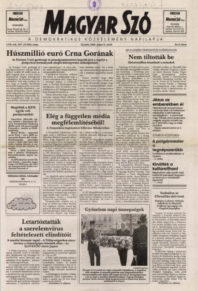 Magyar Szó, 57. évf. 2000. május 9. 107. sz. 1–16. oldal