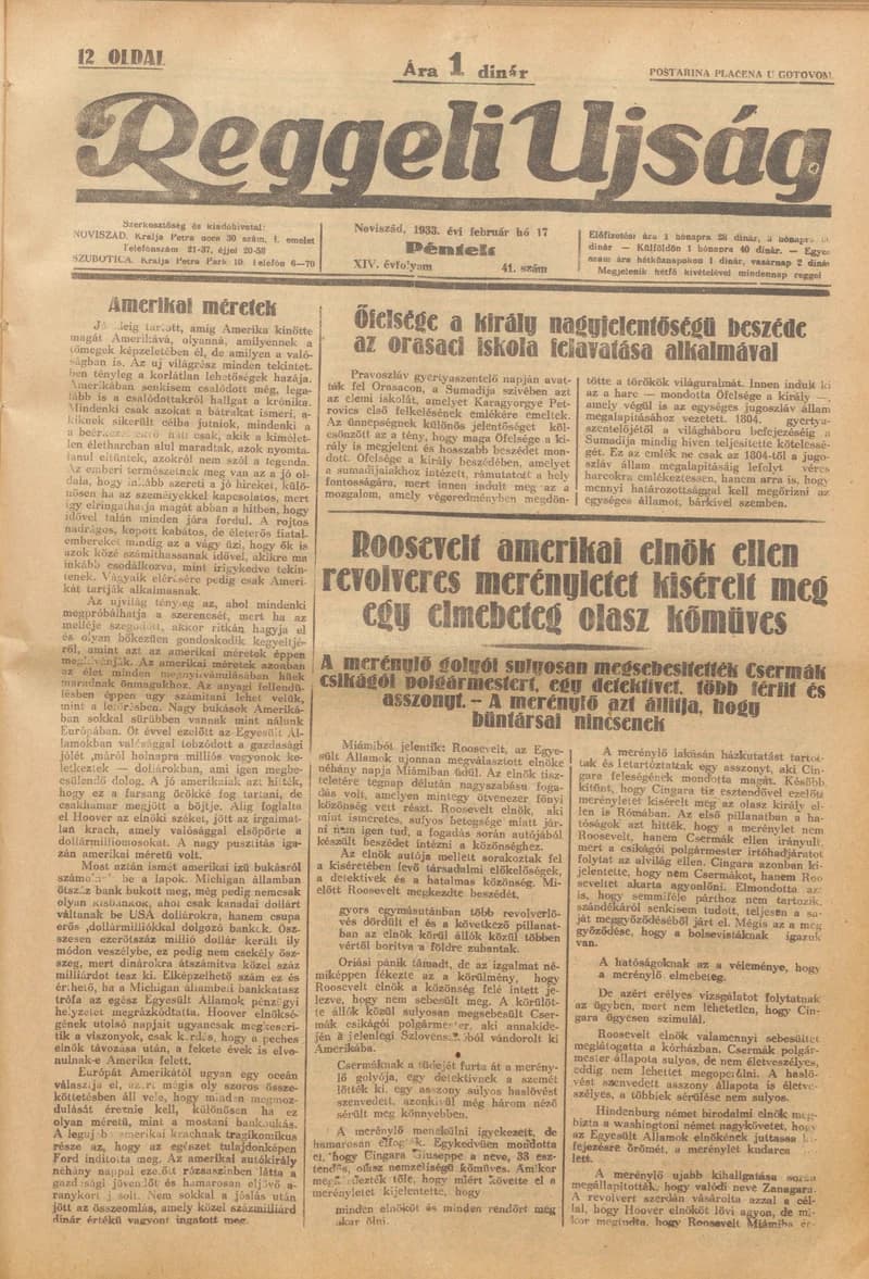Reggeli Újság, 14. évf. 1933. február 17. 41. sz.