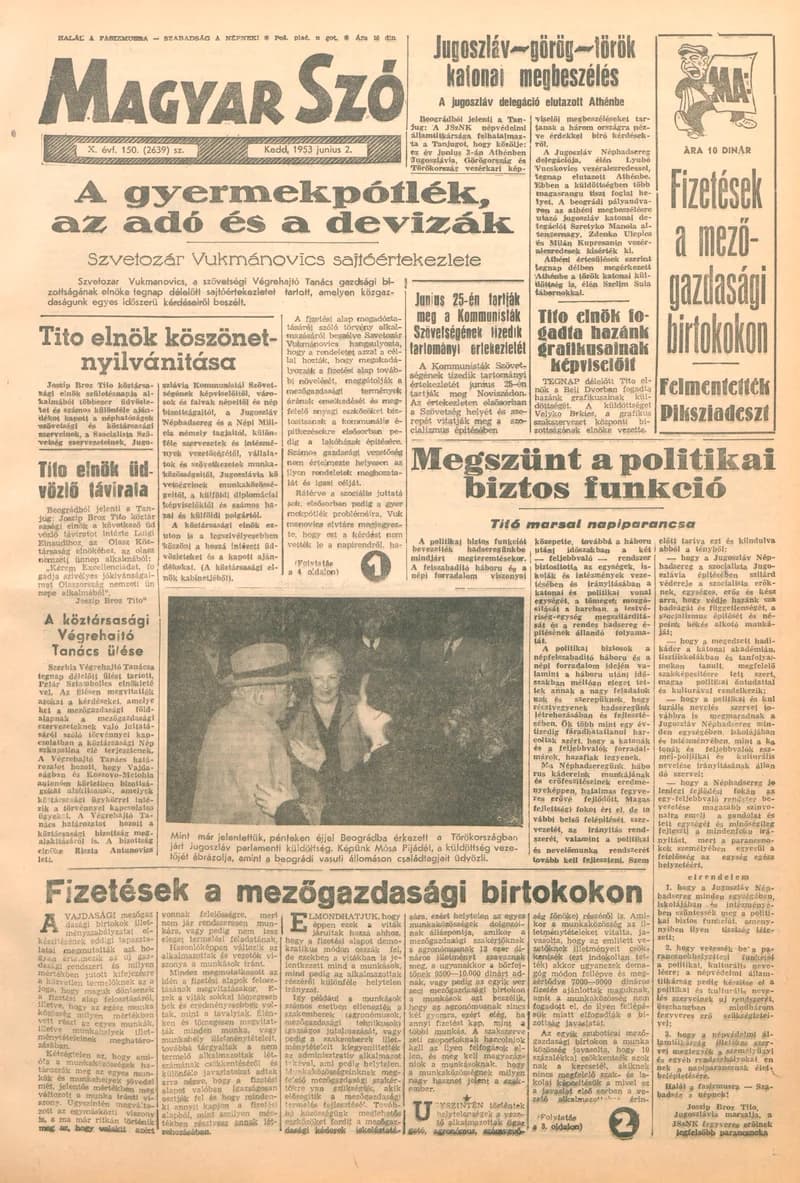 Magyar Szó, 10. évf. 1953. június 2. 150. sz. 1–10. oldal