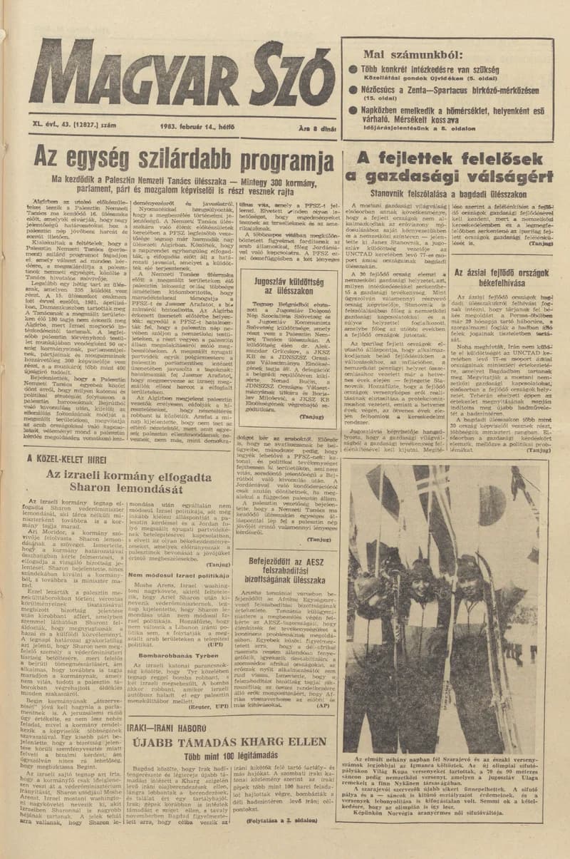 Magyar Szó, 40. évf. 1983. február 14. 43. sz. 1–16. oldal