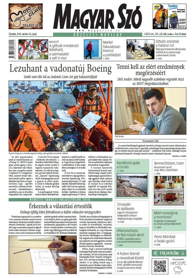 Magyar Szó, 75. évf. 2018. október 30. 253. sz. 1–20. oldal