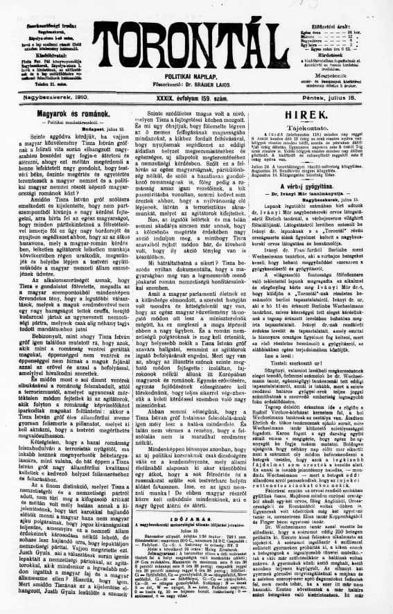 Torontál, 39. évf. 1910. július 15. 159. sz.