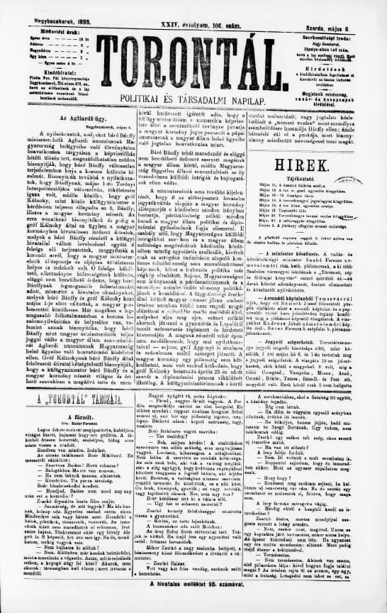 Torontál, 24. évf. 1895. május 8. 106. sz.