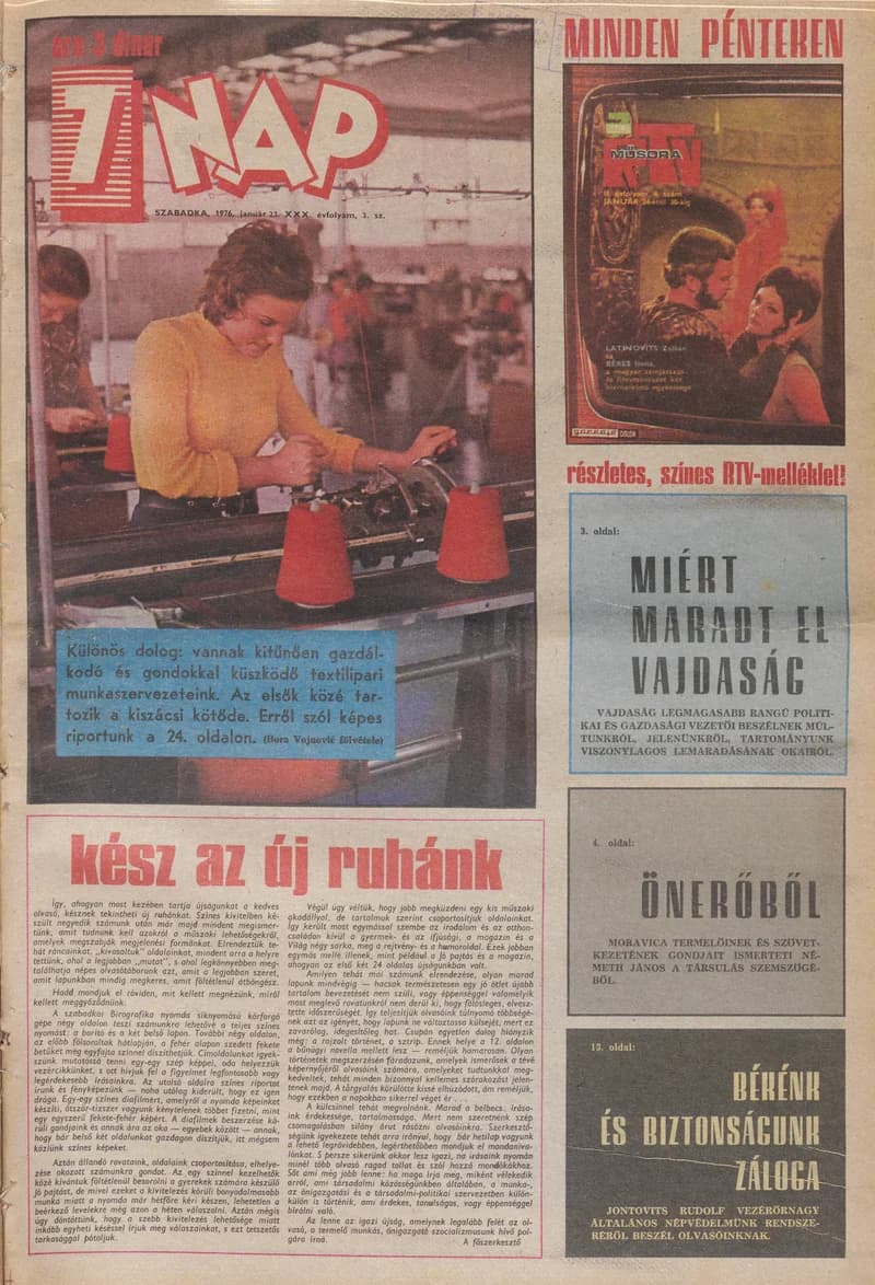 7 Nap, 31. évf. 1976. január 23. 3. sz. 1–24. oldal