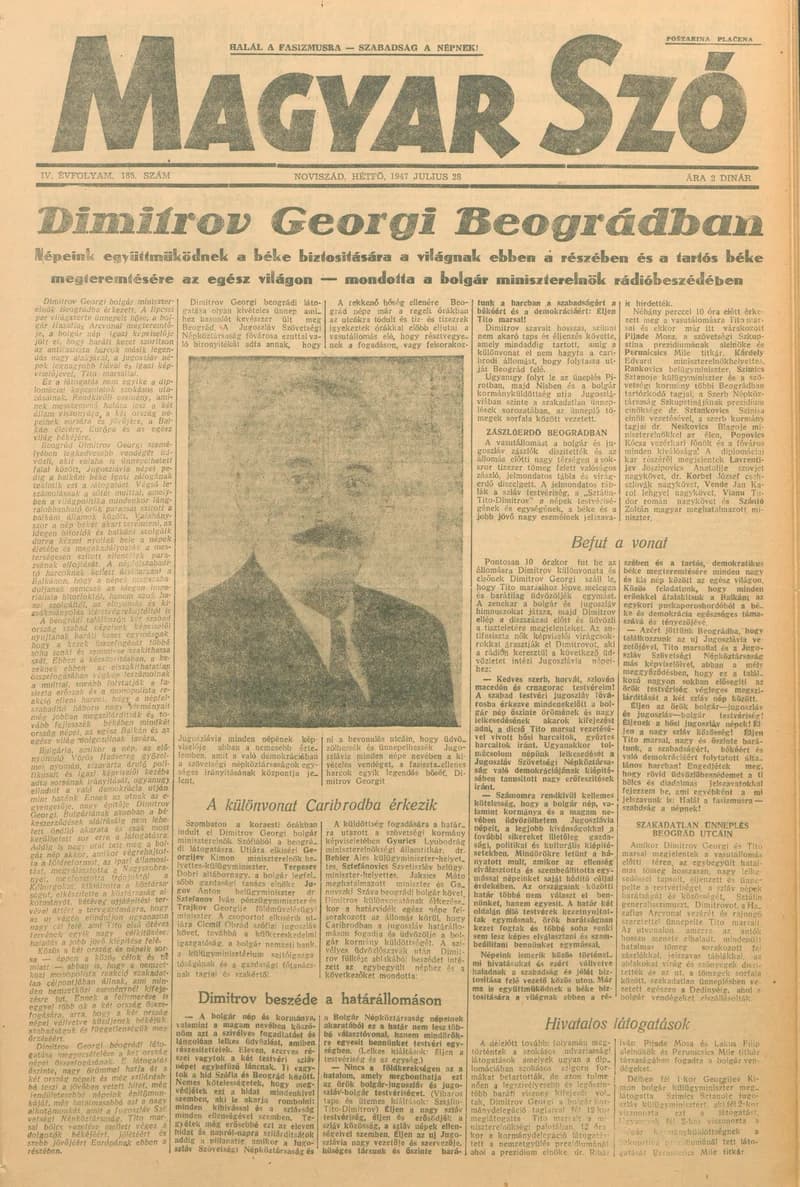 Magyar Szó, 4. évf. 1947. július 28. 185. sz. 1–4. oldal