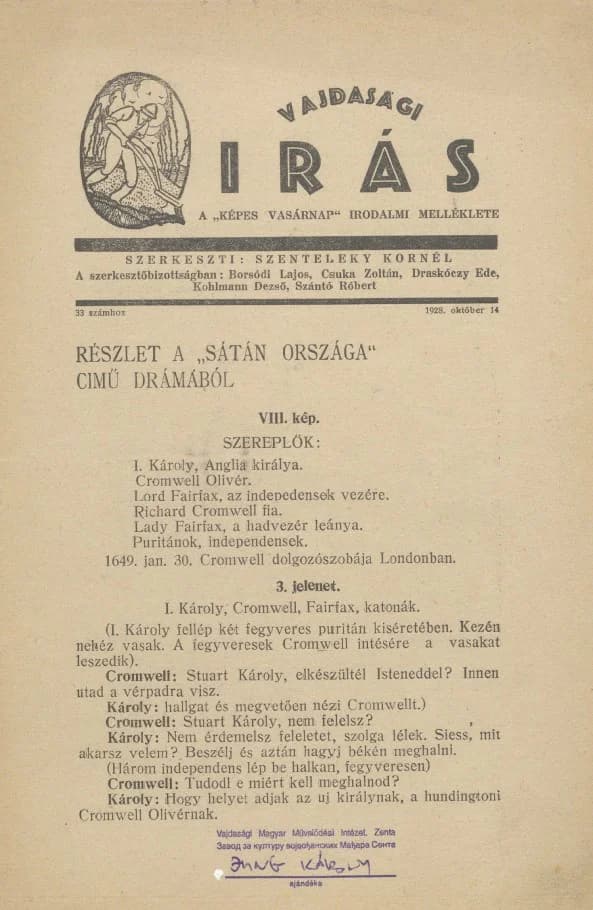 Vajdasági Írás, 1. évf. 1928. október 14. 33. sz. 97–128. oldal