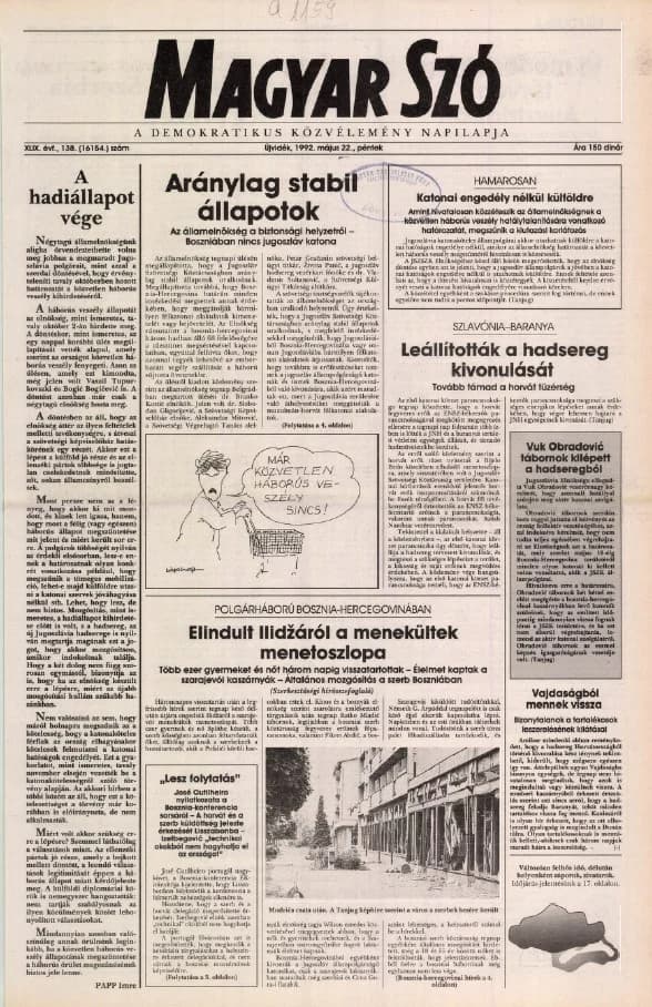 Magyar Szó, 49. évf. 1992. május 22. 138. sz. 1–20. oldal