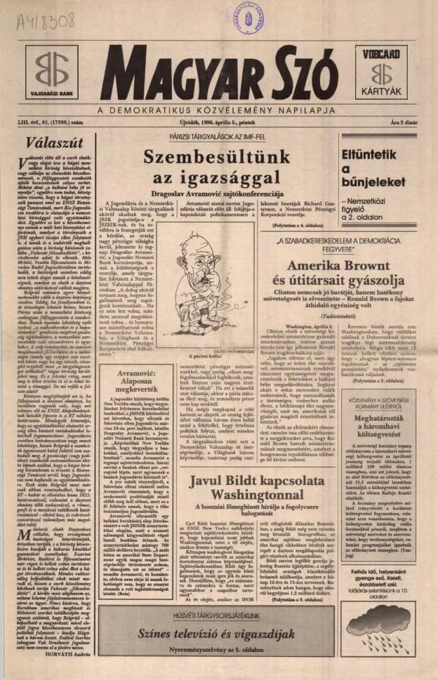 Magyar Szó, 53. évf. 1996. április 5. 81. sz. 1–16. oldal