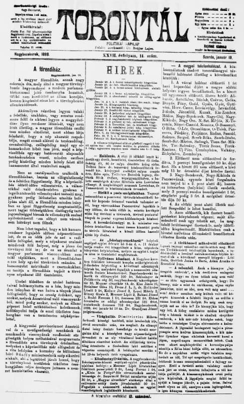 Torontál, 27. évf. 1898. január 19. 14. sz.