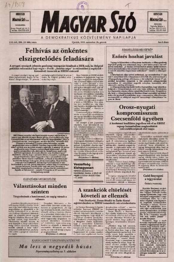 Magyar Szó, 56. évf. 1999. november 19. 228. sz. 1–16. oldal
