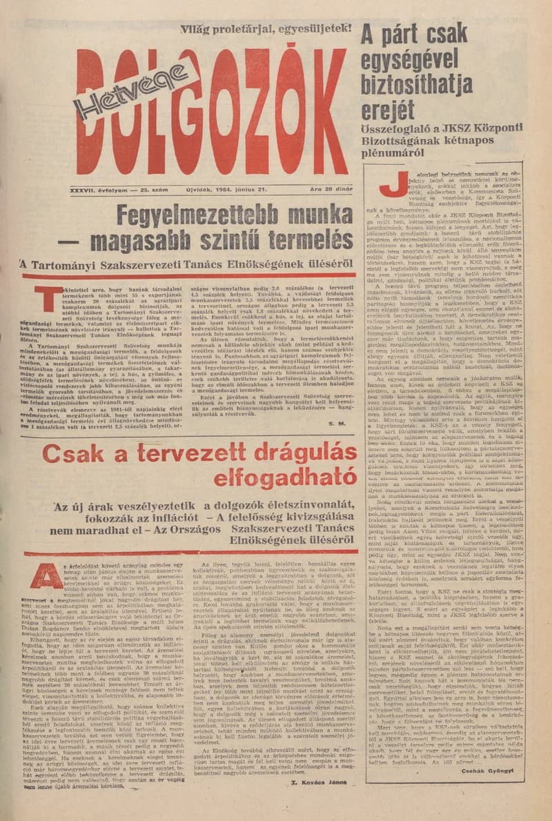 Dolgozók, 38. évf. 1984. június 21. 25. sz.
