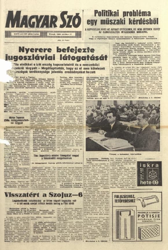 Magyar Szó, 26. évf. 1969. október 17. 287. sz. 1–12. oldal