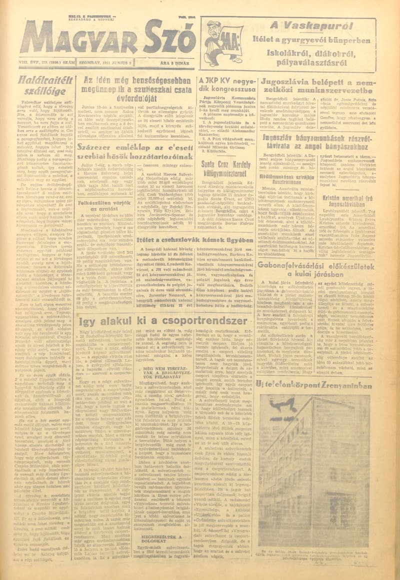 Magyar Szó, 8. évf. 1951. június 2. 129. sz. 1–4. oldal