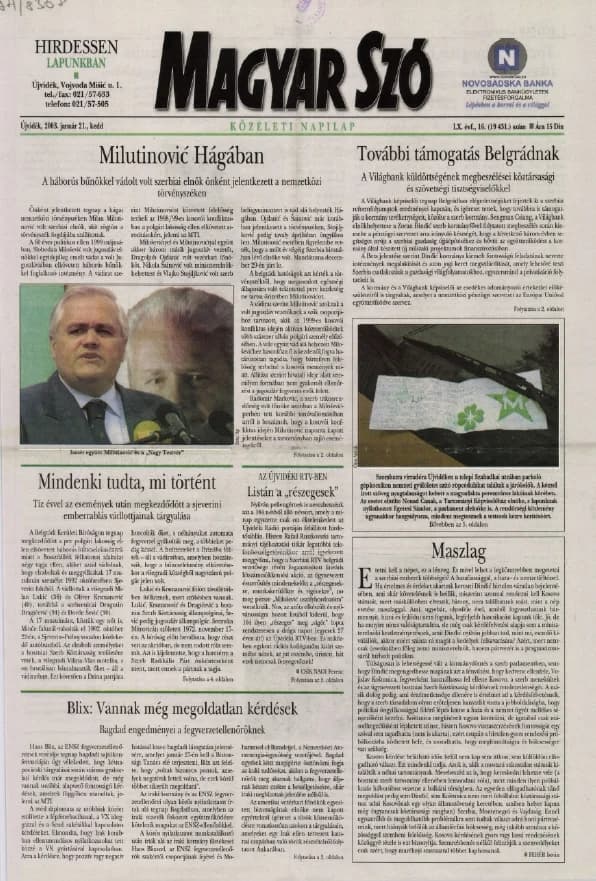 Magyar Szó, 60. évf. 2003. január 21. 16. sz. 1–16. oldal