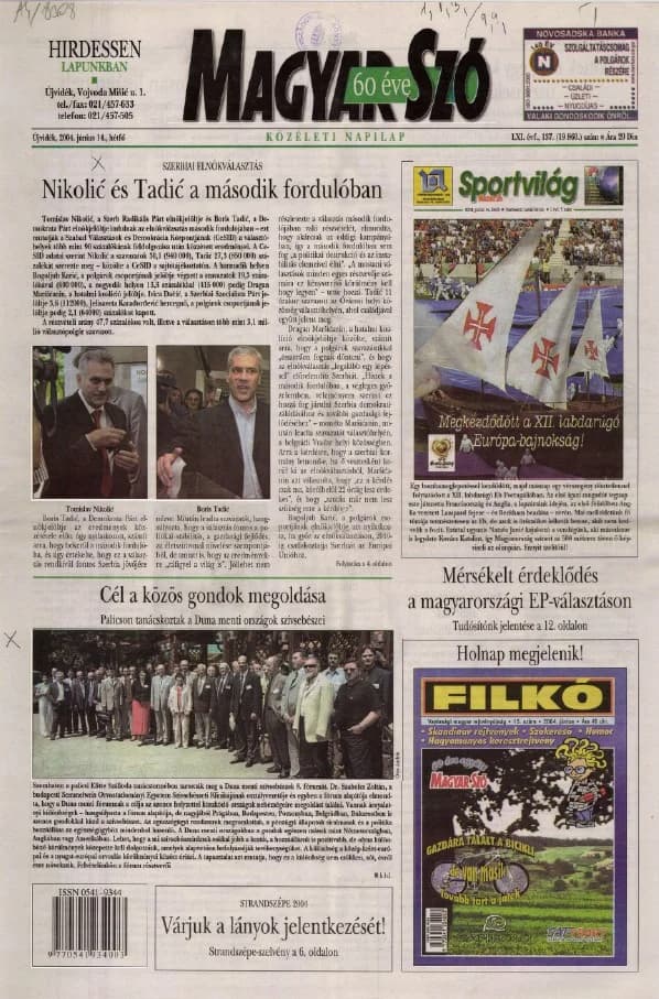 Magyar Szó, 61. évf. 2004. június 14. 137. sz. 1–12. oldal