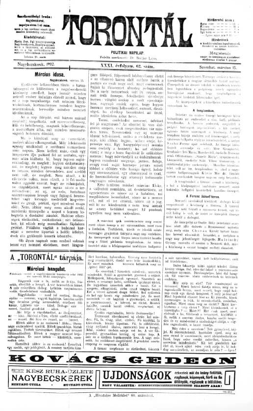 Torontál, 31. évf. 1902. március 15. 62. sz.