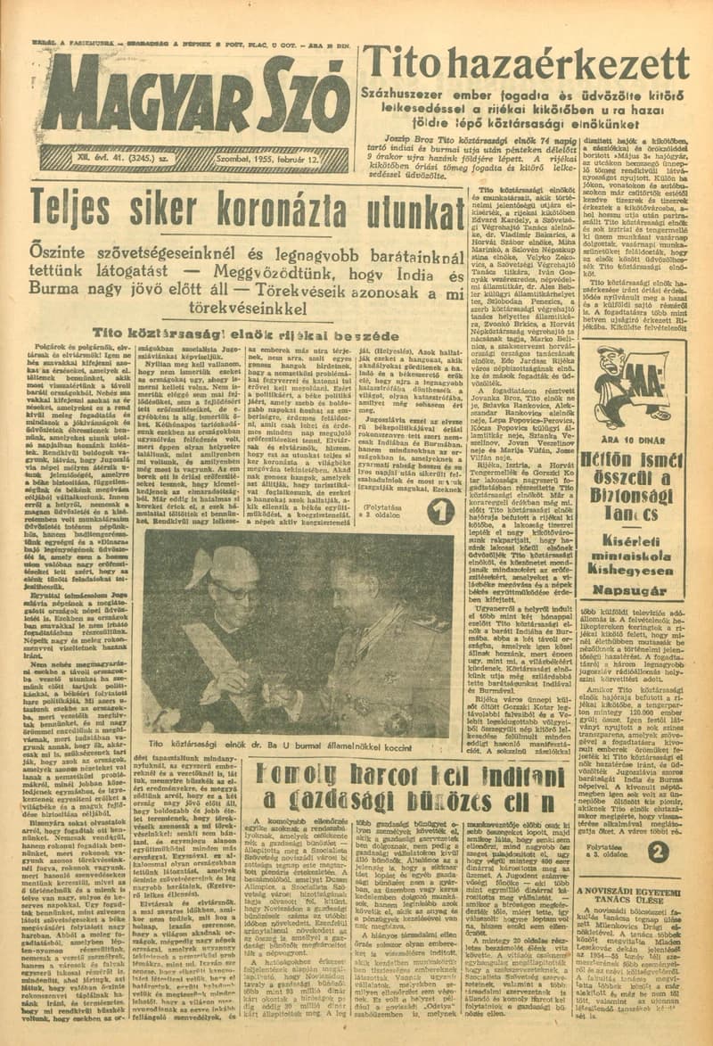 Magyar Szó, 12. évf. 1955. február 12. 41. sz. 1–8. oldal