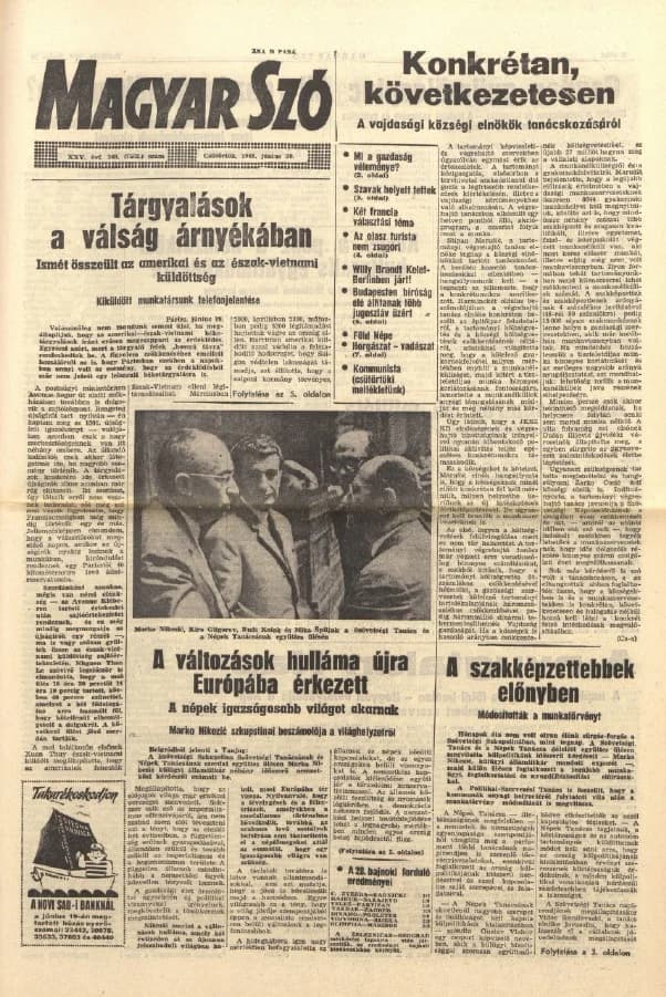 Magyar Szó, 25. évf. 1968. június 20. 168. sz. 1–16. oldal