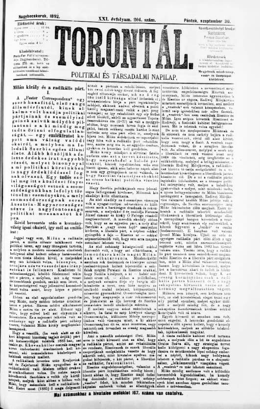 Torontál, 21. évf. 1892. szeptember 30. 204. sz.