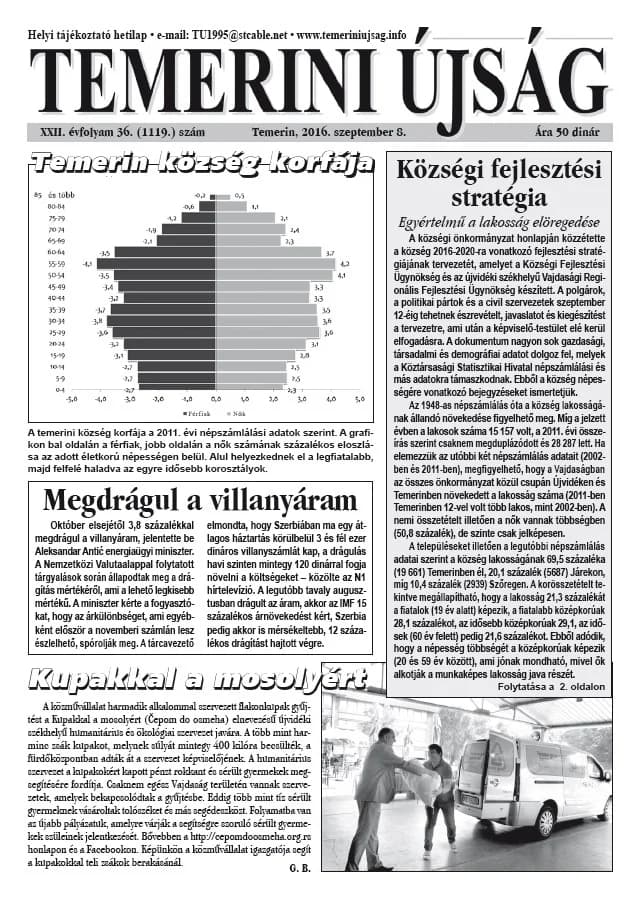 Temerini Újság, 22. évf. 2016. szeptember 8. 36. sz.