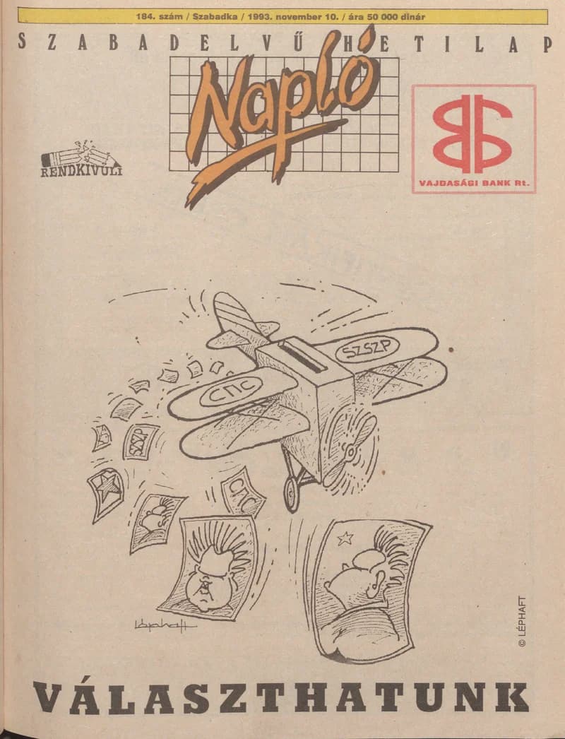 Napló - Szabadelvű hetilap, 4. évf. 1993. november 10. 184. sz.