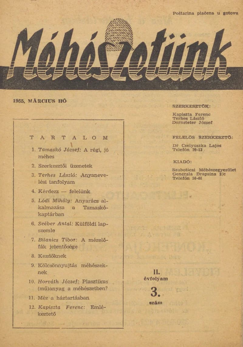 Méhészetünk, 2. évf. 1955. március 1. 3. sz.
