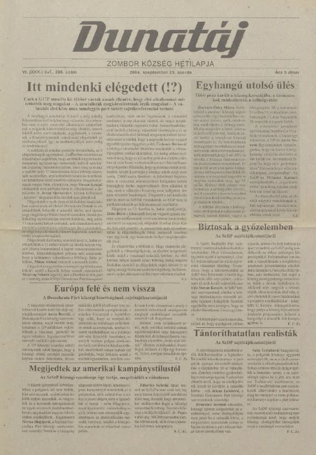 Dunatáj, 6. évf. 2004. szeptember 29. 286. sz.
