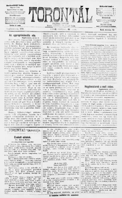 Torontál, 27. évf. 1898. március 22. 66. sz.