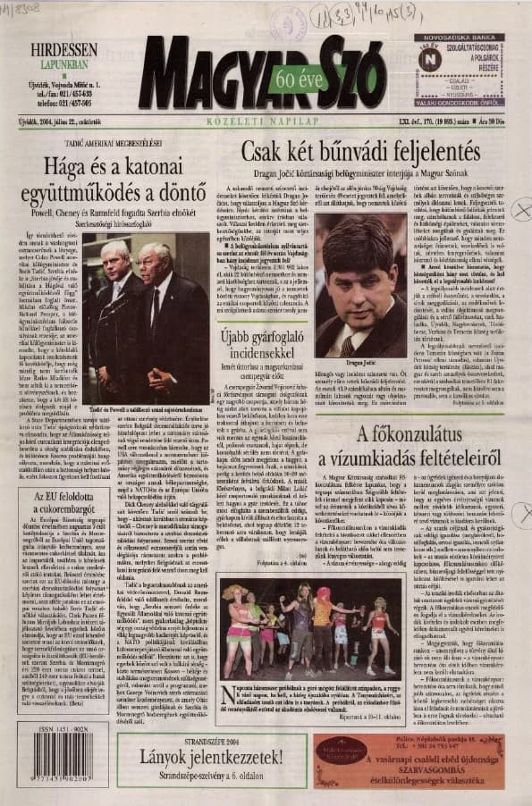 Magyar Szó, 61. évf. 2004. július 22. 170. sz. 1–20. oldal