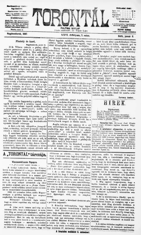 Torontál, 26. évf. 1897. január 11. 7. sz.