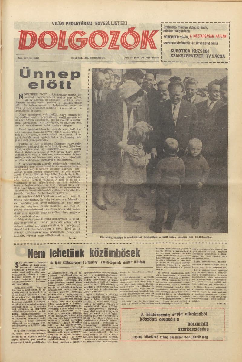 Dolgozók, 21. évf. 1967. november 24. 48. sz.