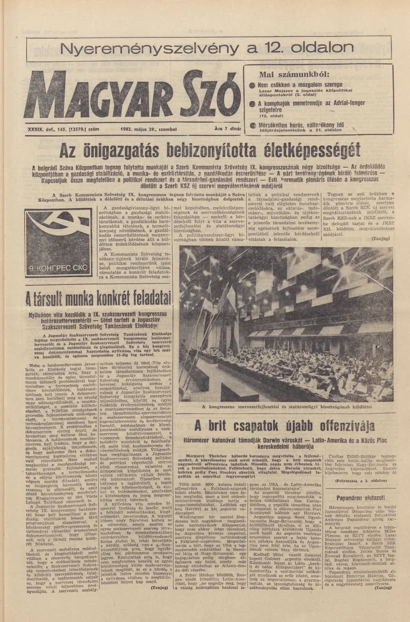 Magyar Szó, 39. évf. 1982. május 29. 145. sz. 1–28. oldal