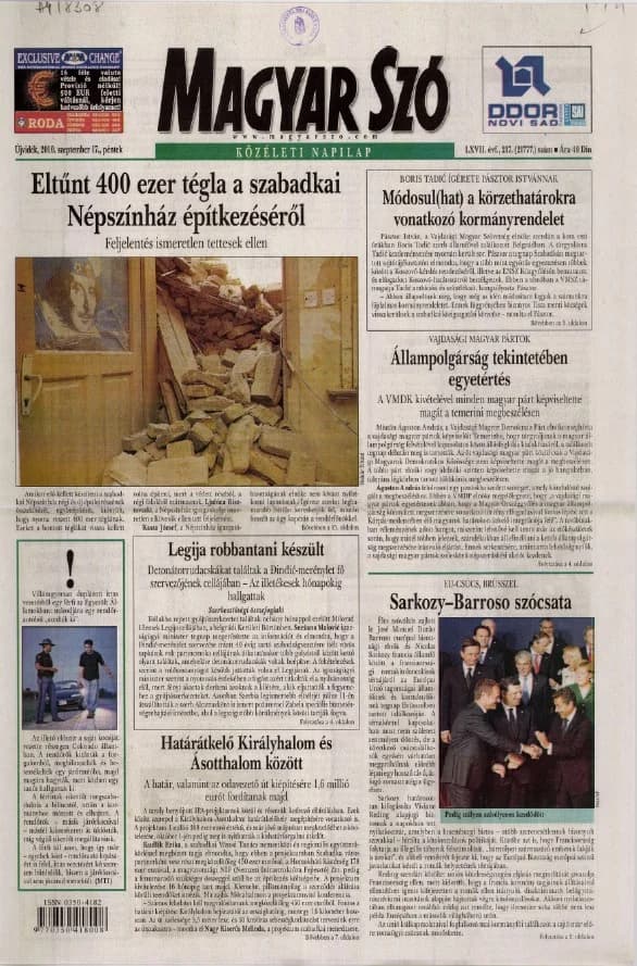 Magyar Szó, 67. évf. 2010. szeptember 17. 217. sz. 1–20. oldal