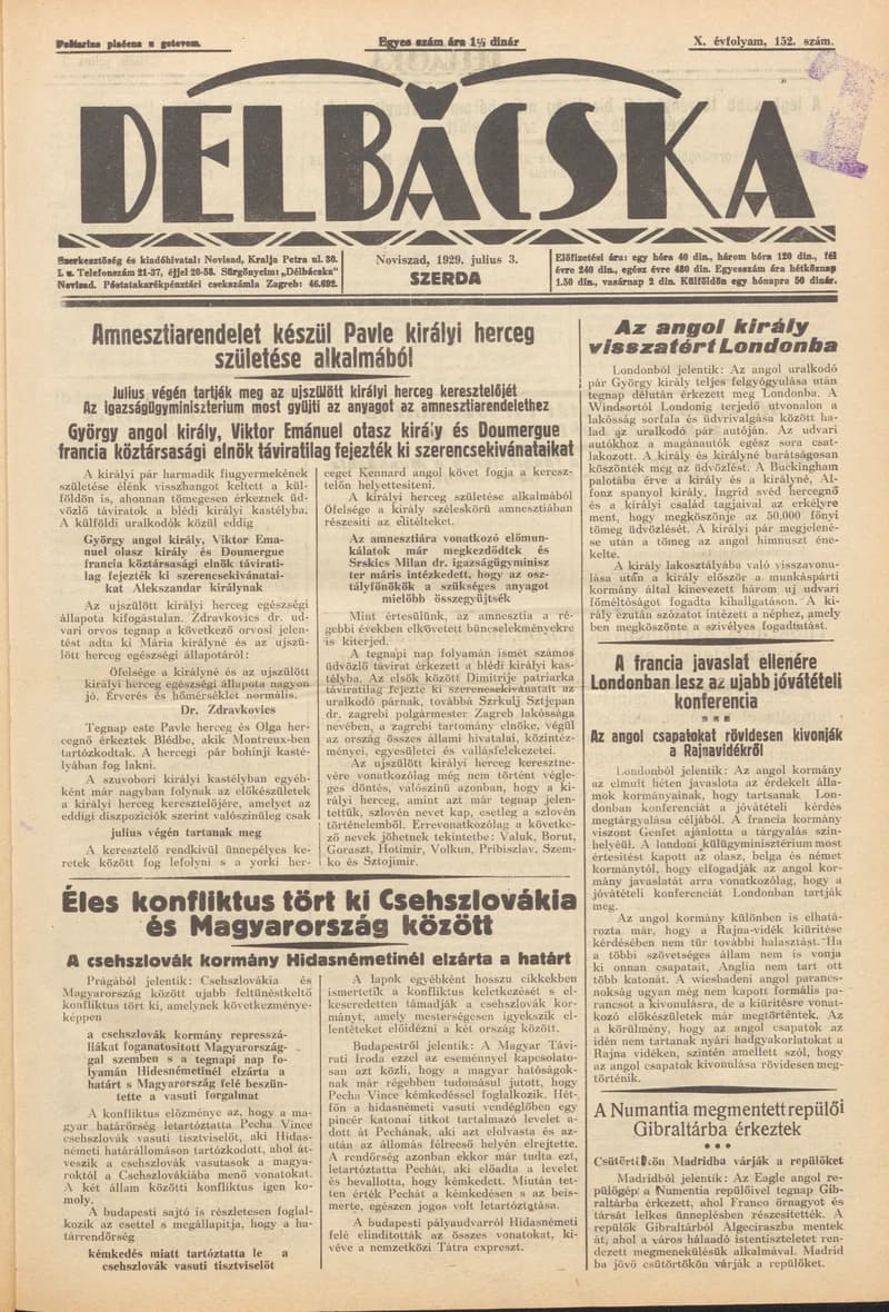 Délbácska, 10. évf. 1929. július 3. 152. sz.