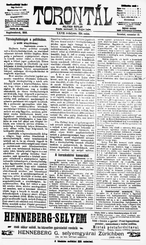 Torontál, 27. évf. 1898. november 12. 258. sz.