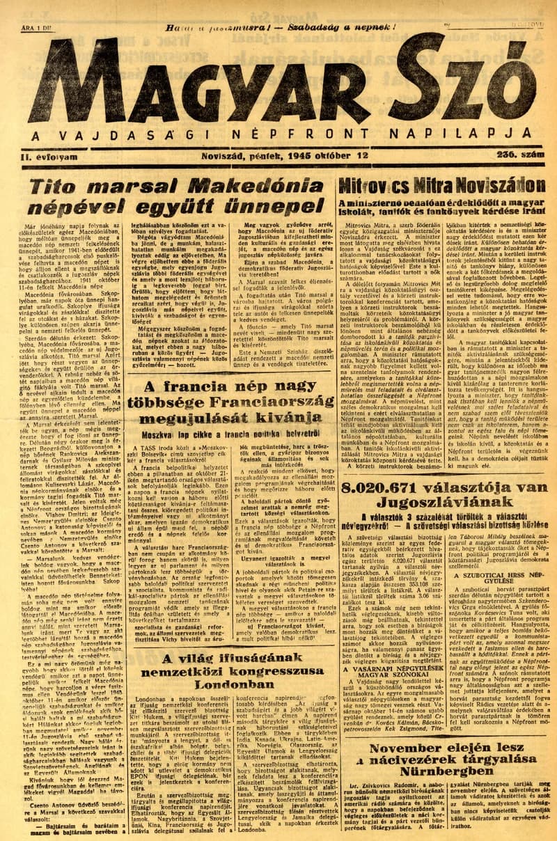 Magyar Szó, 2. évf. 1945. október 12. 236. sz. 1–4. oldal