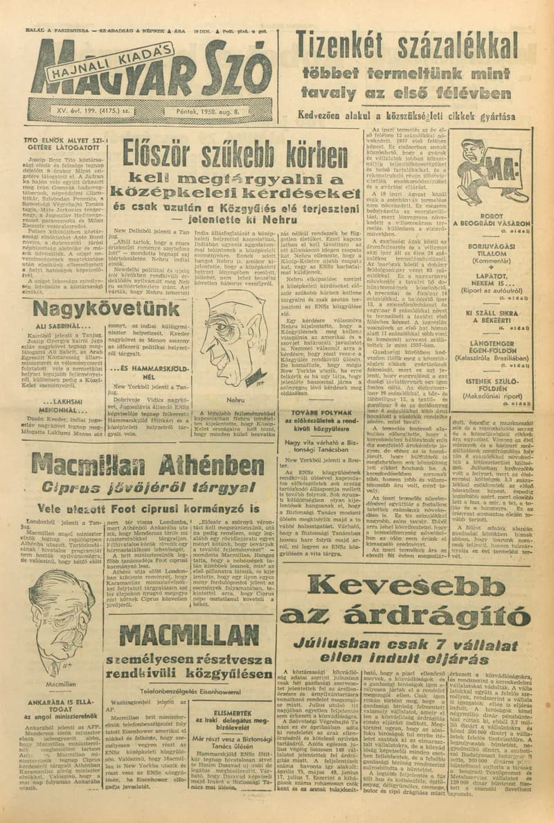 Magyar Szó, 15. évf. 1958. augusztus 8. 199. sz. 1–20. oldal