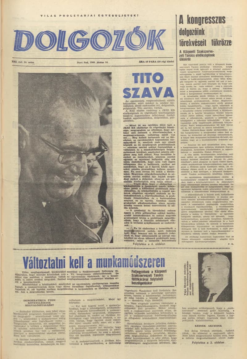 Dolgozók, 22. évf. 1968. június 14. 24. sz.