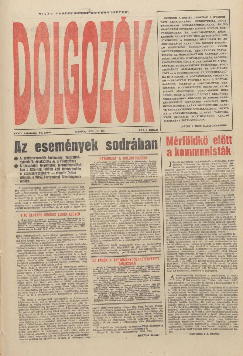 Dolgozók, 28. évf. 1974. március 15. 11. sz.